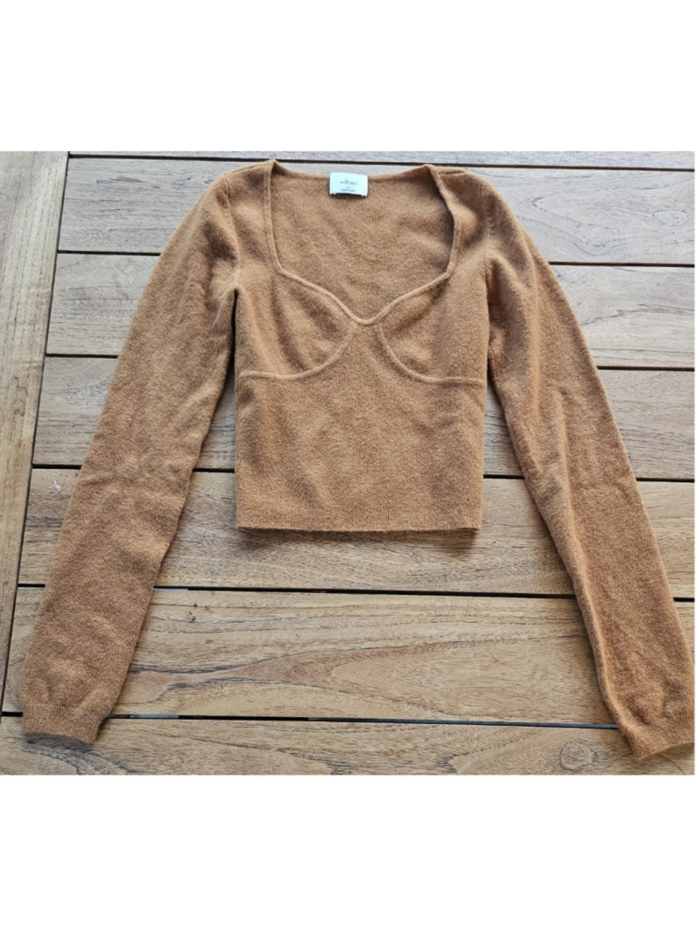 Aritzia Wilfred Greer Sweetheart Bustier Knit Sweater Brown XS